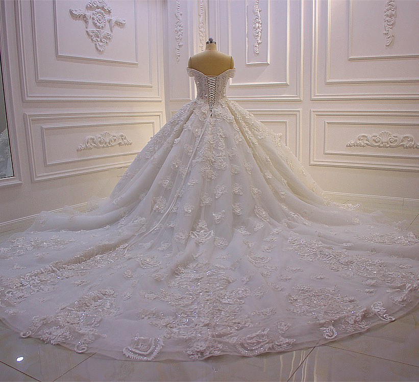 Sexy Sweetheart Off Shoulder Backless Wedding Dress With Tulle Appliques Ruffles
