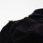 Abito in velluto a coste con perle TARUXY per donna, manica lunga, nero, aderente, formale, elegante, retrò, da sera, per feste, donna