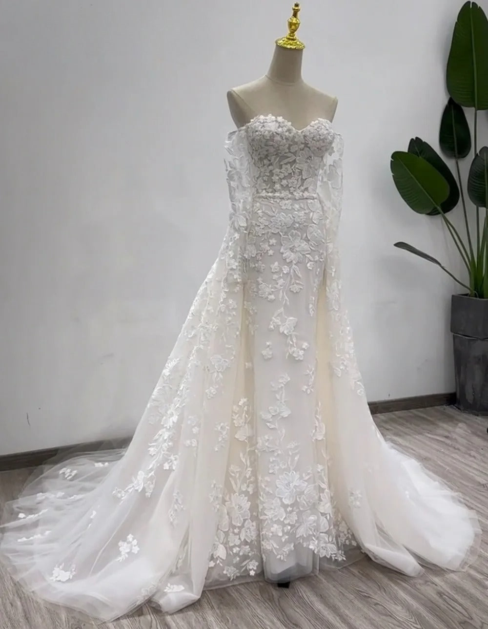 Mais novo vestido de casamento sereia 2 em 1 decote em coração com detalhe personalizado vestidos de noiva vestidos de novias