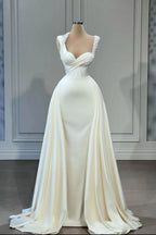 Elegante abito da sposa senza maniche a linea ad A con scollo a cuore e perline