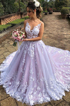 Elegant A-line V Neck Lace Open Back Long Prom Formal Evening Dresses