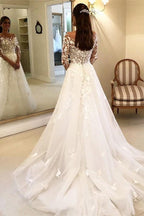 Abiti da sposa eleganti a linea ad A con maniche Abiti da sposa con pizzo