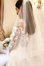 Abiti da sposa eleganti a linea ad A con maniche Abiti da sposa con pizzo