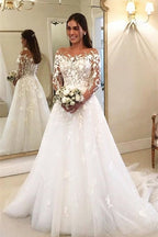 Abiti da sposa eleganti a linea ad A con maniche Abiti da sposa con pizzo