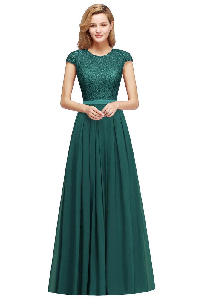 Elegantes A-Linien-Abendkleid mit Flügelärmeln, marineblau, langes Partykleid