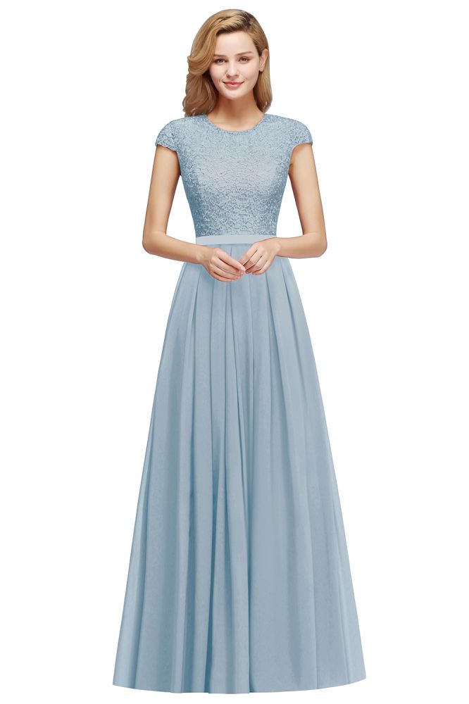 Elegantes A-Linien-Abendkleid mit Flügelärmeln, marineblau, langes Partykleid