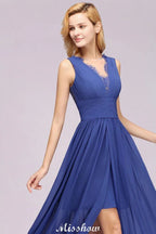 Vestido de Dama de Honra Elegante em Renda de Chiffon com Joia, Sem Mangas, Comprimento Até ao Chão, Corte em A com Folhos