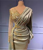 Vestidos Elegantes de Noite com Mangas Vestidos Longos de Baile