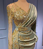Vestidos Elegantes de Noite com Mangas Vestidos Longos de Baile