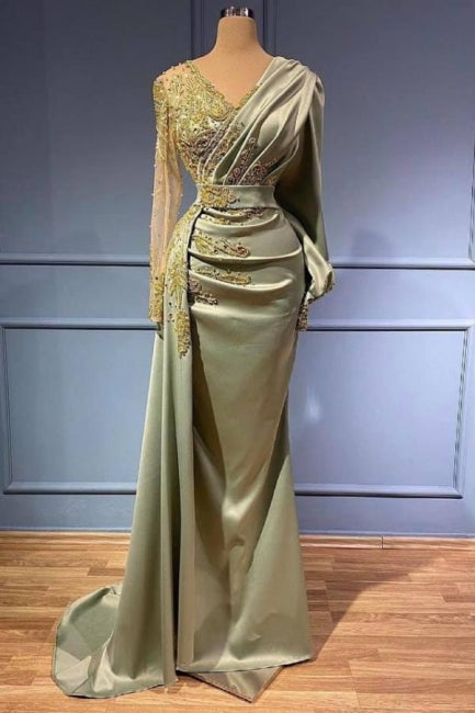 Vestidos Elegantes de Noite com Mangas Vestidos Longos de Baile