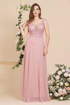 Vestido de fiesta burdeos elegante de encaje, línea A y largo hasta el suelo
