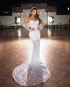 Floor Length Sweetheart Sleeveless Lace Mermaid Wedding Dress With Beaded Accents