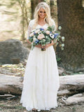 Boho Lace Wedding Dress With V Neck And Half Sleeves Back Zipper