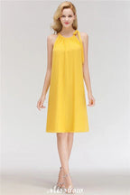 Elegant Halter Simple Sleeveless Evening Dresses Knee Length