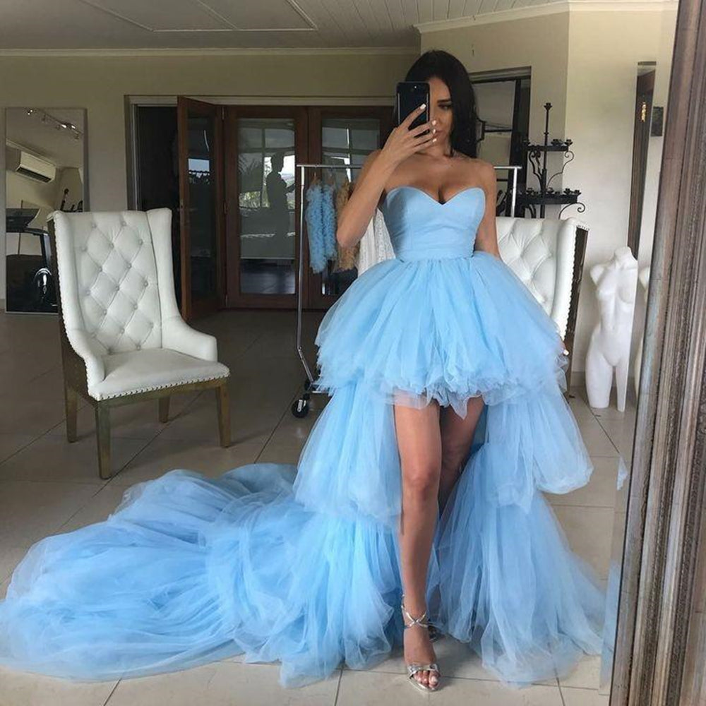 Robes de bal de fin d'études formelles en tulle élégantes à décolleté cœur asymétrique