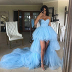 Robes de bal de fin d'études formelles en tulle élégantes à décolleté cœur asymétrique
