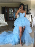 Robes de bal de fin d'études formelles en tulle élégantes à décolleté cœur asymétrique