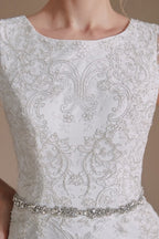 Elegante vestido de novia de satén con encaje, corte sirena, sin mangas y largo hasta el suelo 