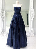 Robes de bal élégantes longues en ligne A, bustier sans bretelles, dos ouvert, ornées de paillettes