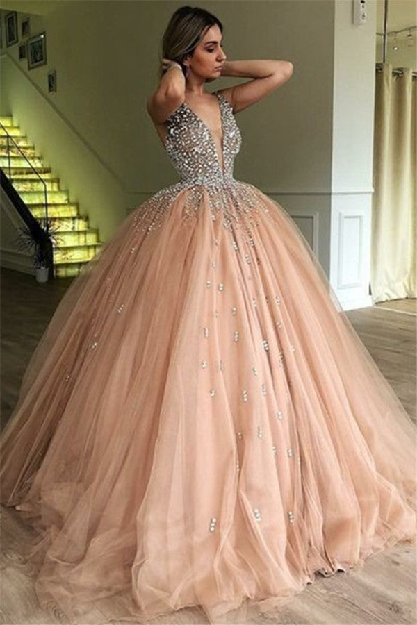 Robe de bal longue élégante à bretelles, perles et tulle pour bal de fin d'année