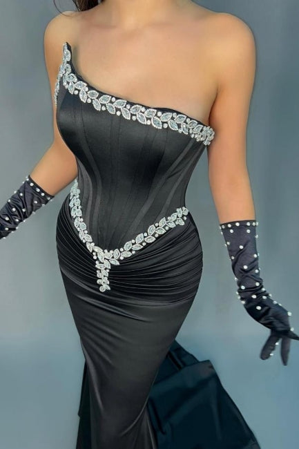 Robes de soirée longues élégantes noires sans manches en forme de sirène ornées de paillettes