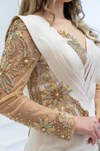 Robes de bal sirène élégantes longues à perles scintillantes avec manches longues