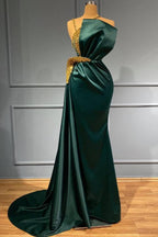 Robe de bal longue élégante sirène en satin à col halter