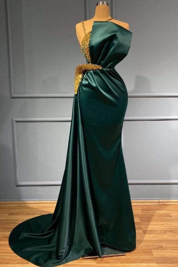 Robe de bal longue élégante sirène en satin à col halter
