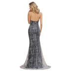 Elegante abito lungo da sera senza maniche a sirena