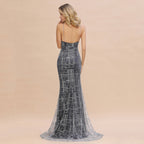 Elegante abito lungo da sera senza maniche a sirena