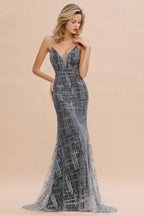 Elegante abito lungo da sera senza maniche a sirena