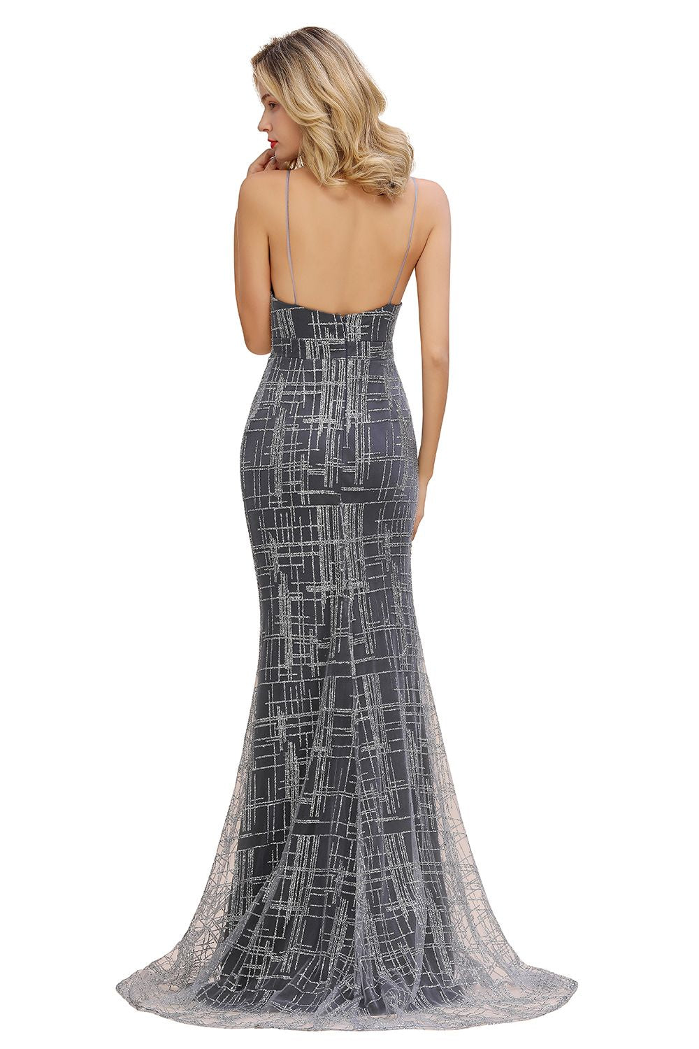 Elegante abito lungo da sera senza maniche a sirena