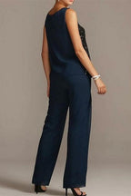 Elegant Mother of the Bride Dresses Chiffon Bridesmaid Jumpsuit