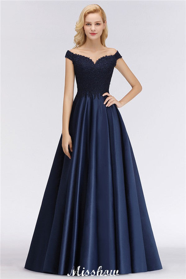 Vestidos Elegantes de Festa com Folhos e Contas, Ombros Descobertos | Vestidos de Noite Sem Mangas em Corte A