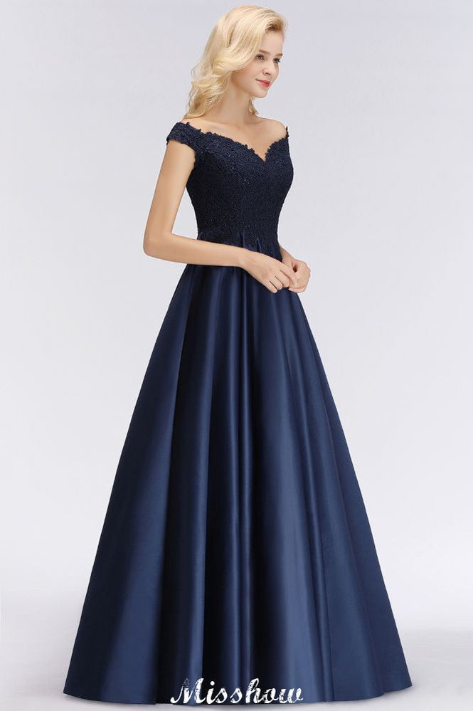 Vestidos Elegantes de Festa com Folhos e Contas, Ombros Descobertos | Vestidos de Noite Sem Mangas em Corte A