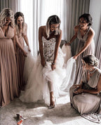 Abiti da sposa eleganti a linea ad A con pizzo