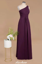 Elegant Ruffles One Shoulder Prom Dresses | A-Line Sleeveless Evening Dresses