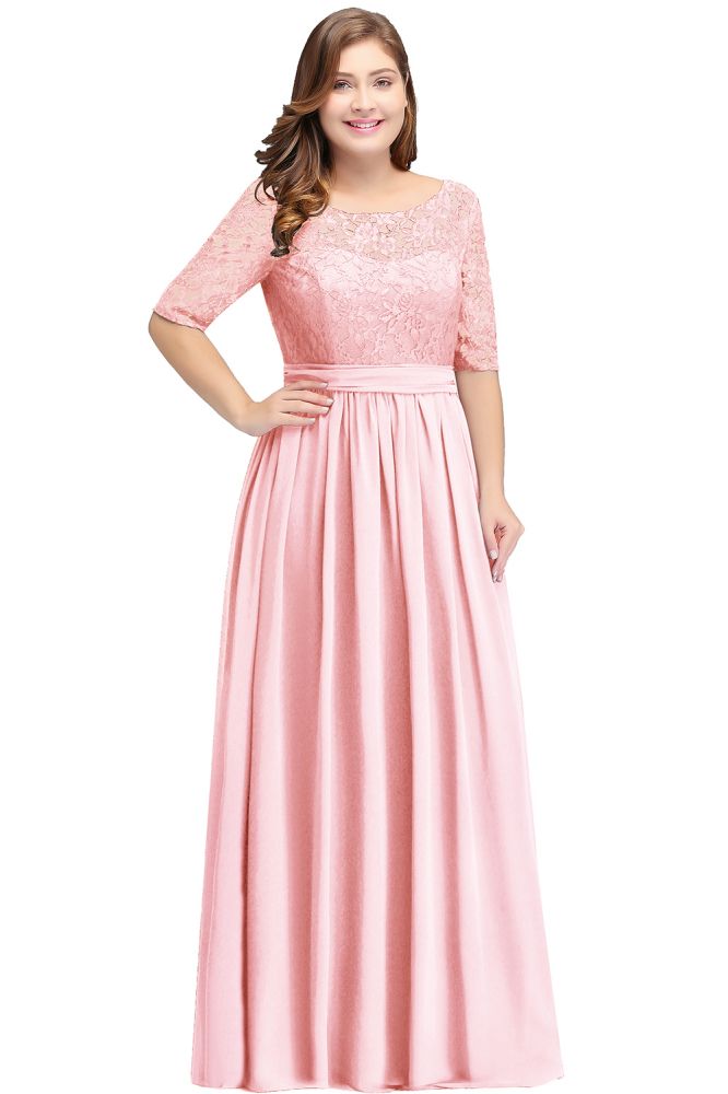 Abito da sera elegante a linea ad A in chiffon con scollo a tuffo e pizzo