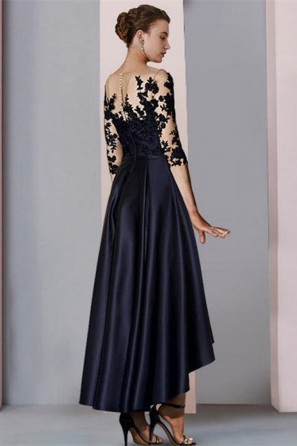 Elegante kurze schwarze Kleider für die Brautmutter Spitze Brautjungfernkleider mit Ärmeln