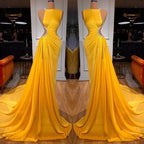 Robe de bal longue sirène élégante sans manches avec fente