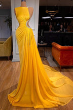 Robe de bal longue sirène élégante sans manches avec fente