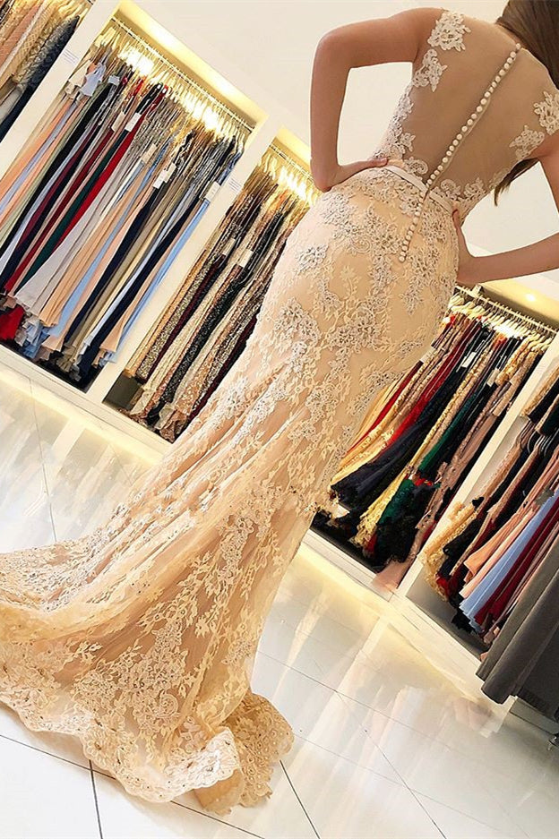 Robe de soirée élégante sans manches à col en V, coupe sirène, ornée d'appliques en dentelle