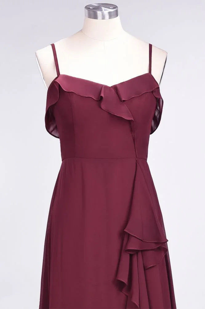 Elegant Spaghetti Aline Ruffle Simple Prom Dresses Royal Blue Evening Swing Dress