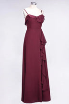 Elegant Spaghetti Aline Ruffle Simple Prom Dresses Royal Blue Evening Swing Dress