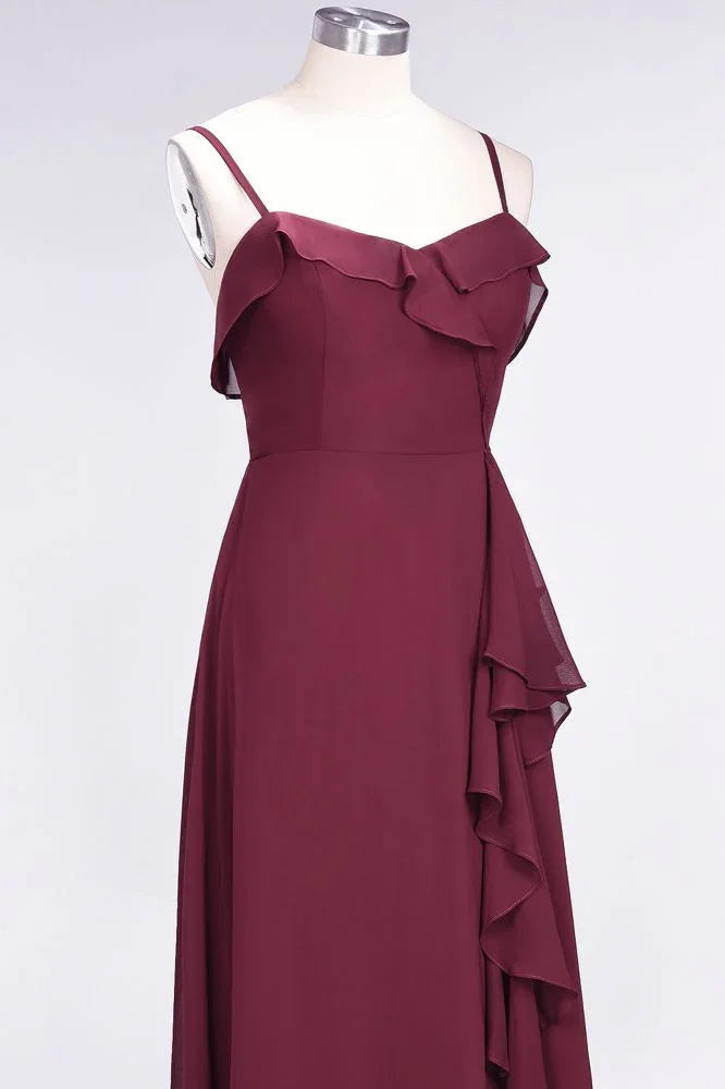 Elegant Spaghetti Aline Ruffle Simple Prom Dresses Royal Blue Evening Swing Dress