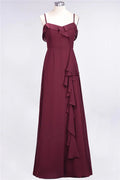 Elegant Spaghetti Aline Ruffle Simple Prom Dresses Royal Blue Evening Swing Dress