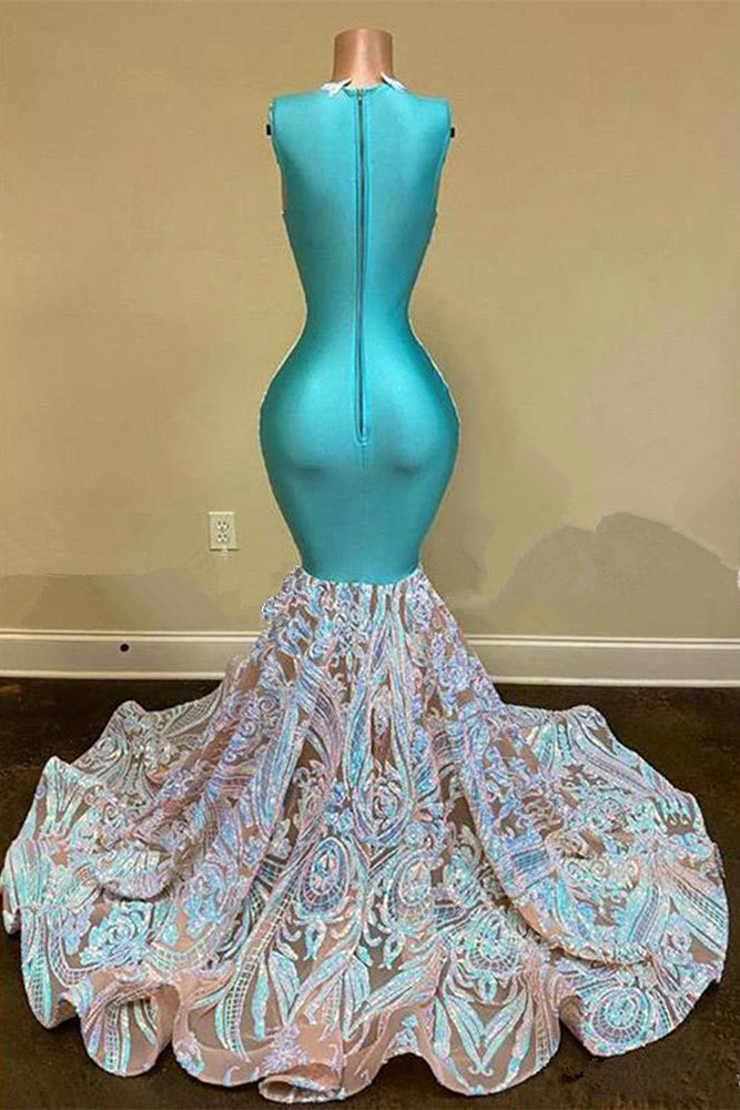 Robes longues élégantes sirène scintillantes à paillettes avec dentelle florale