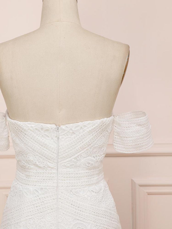 Vestido de noiva elegante estilo sereia em renda boho