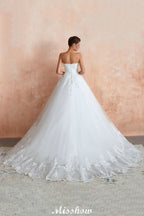 Robe de mariée blanche élégante à décolleté en cœur | Robe de bal simple en tulle, coupe droite, style plage