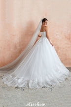 Robe de mariée blanche élégante à décolleté en cœur | Robe de bal simple en tulle, coupe droite, style plage